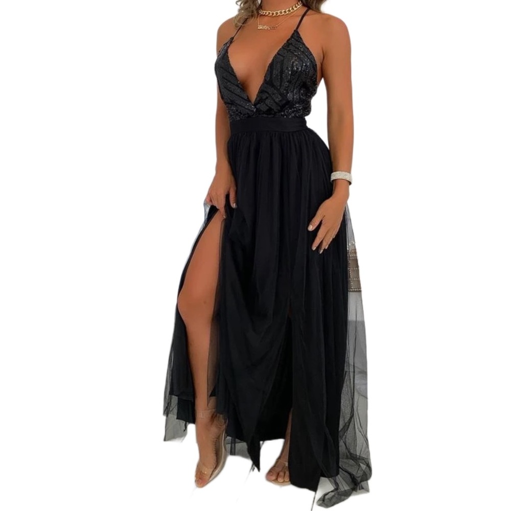 Black Sequin Prom Dress